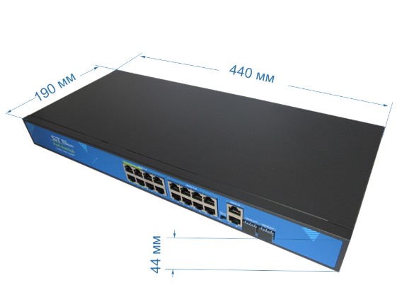 ST-S166POE (16G/2G/2S/300W/АB/4BT) PRO сетевой PoE коммутатор Space Technology