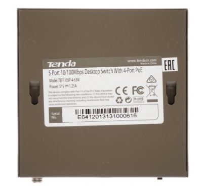 TEF1105P-4-63W 5-ти портовый коммутатор POE Tenda