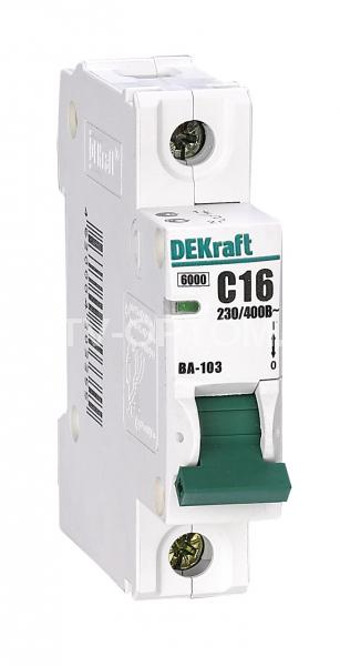 12269DEK автоматический выключатель ВА-103 1P 6А 6кА DEKraft