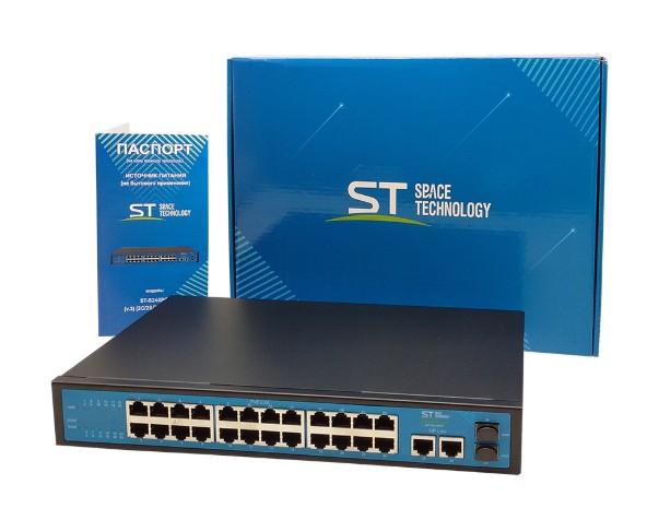 ST-S242POE (24G/2G/2S/340W/A)PRO (версия 2) сетевой PoE коммутатор Space Technology