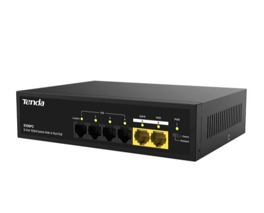 S106PC неуправляемый коммутатор с поддержкой технологии PoE (Power over Ethernet) Tenda