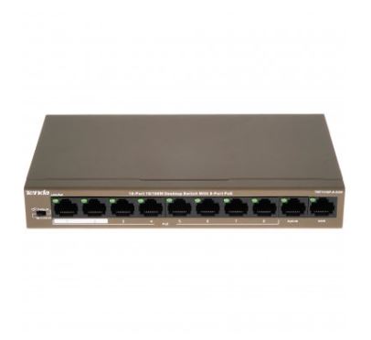 TEF1110P-8-63W неуправляемый 8 портовый коммутатор PoE с 2 портами восходящего канала Tenda