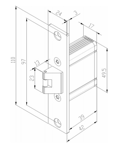ST-SL120DL ответная часть для электромеханических защелок Smartec