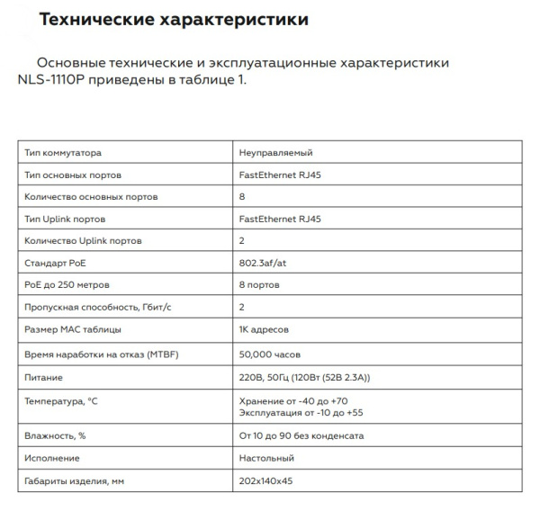 NLS-1110P коммутатор неуправляемый NETLAN