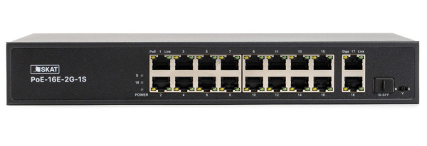 SKAT PoE-16E-2G-1S коммутатор сетевой 19 портовый