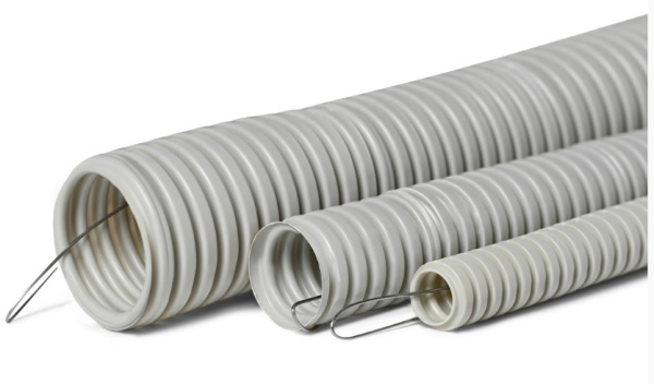 710-001 Труба гофр. тяжелая самозатух. ТГТ СЗ  ПВХ(нг) 16 мм с зондом (100 м) ПожТехКабель