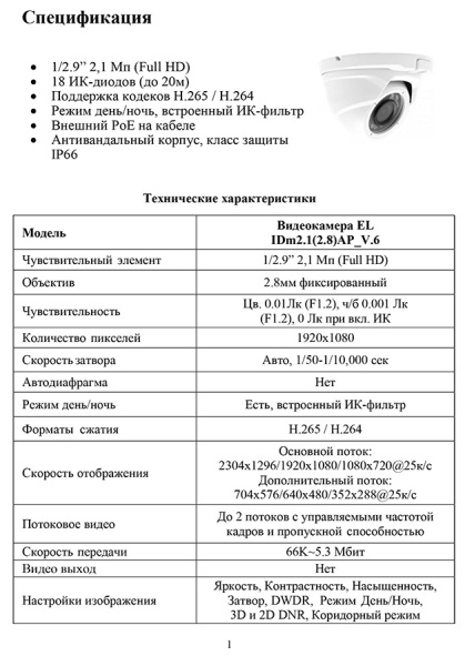 EL IDm2.1(2.8)AP_V.6 уличная купольная IP-камера видеонаблюдения Optimus