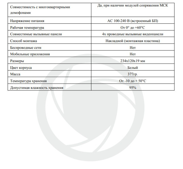 VM-7.0 видеодомофона Optimus 