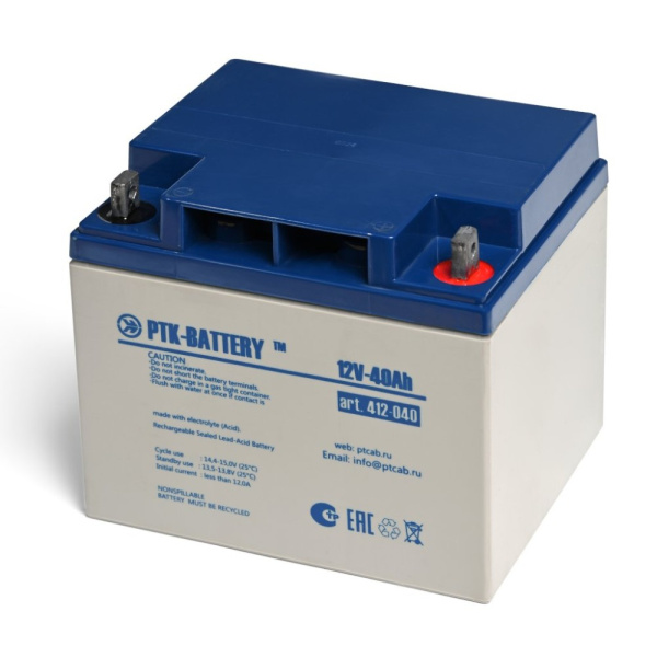 412-040 аккумулятор свинцово-кислотный PTK-BATTERY 12V-40Ah ПожТехКабель