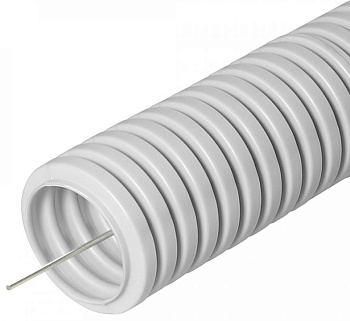 PR.011631 труба гофрированная ПВХ D=16 легкая с зондом серая (100 м/бухта) Промрукав