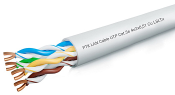 202-033 Кабель витая пара LAN U/UTP 4x2x0,51 кат.5е (305 м) LSLTx (белый) Пожтехкабель 