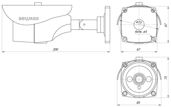 B1210R (2,8 мм) уличная цилиндрическая IP-камера видеонаблюдения Beward