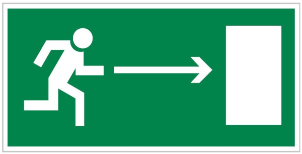 Е03 Знак "Направление к эвакуационному выходу направо" 150х300 фотолюм, пленка