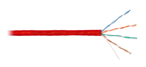 NMC 4100C-RD Кабель NIKOMAX U/UTP 4 пары, Кат.5e 24AWG (0,51мм), полимерный материал нг(А)-HF, внутренний, красный, 305м 