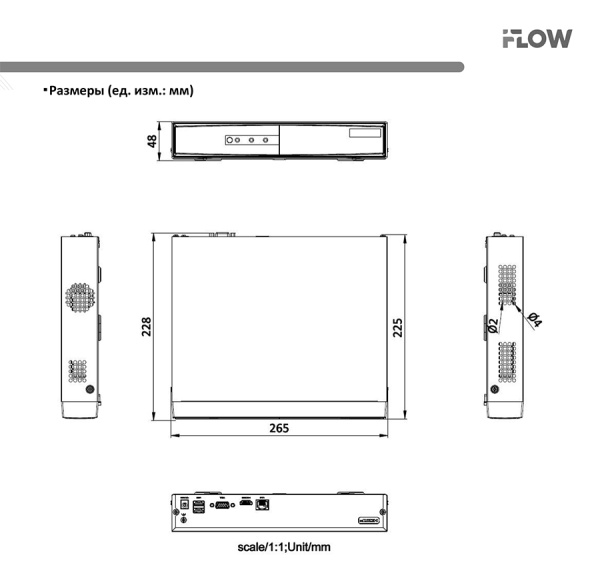F-NR-104 (Аналог DS-7104NI-Q1/M(STD)(D)) 4-х канальный IP-регистратор iFlow