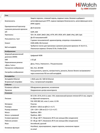IPC-T040 (2.8) уличная купольная всепогодная IP-камера видеонаблюдения с встроенным микрофоном HiWatch
