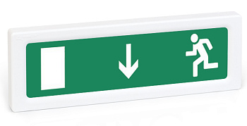 ОПОП 1-R3 "БЕГУЩИЙ ЧЕЛОВЕК+Стрелка вниз" фон зеленый оповещатель охранно-пожарный световой адресный Рубеж