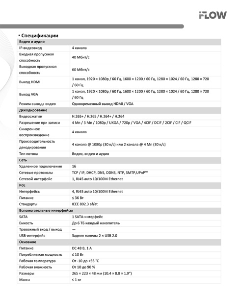 F-0(N4E) 4-х канальный IP-регистратор iFlow