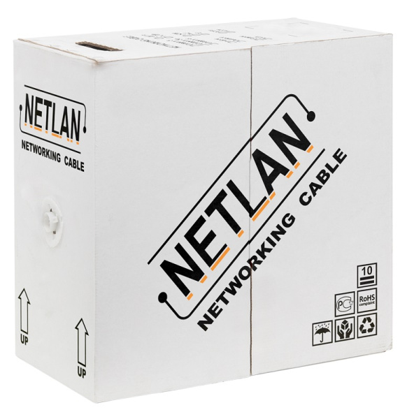 EC-UU002-5-PVC-GY кабель NETLAN U/UTP 2 пары, Кат.5 (Класс D), 100МГц, одножильный, внутренний (305 м/бухта)