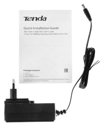 TEF1105P-4-38W 5-портовый коммутатор GE без управления с 4 портами PoE Tenda