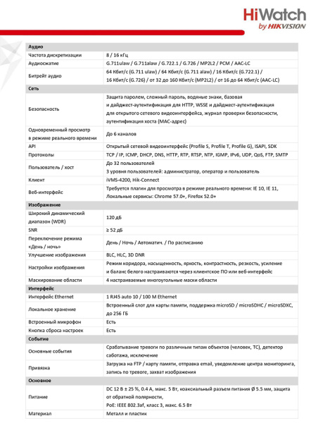 DS-I453M(С) (2.8 mm) уличная купольная всепогодная IP-камера видеонаблюдения с встроенным микрофоном HiWatch