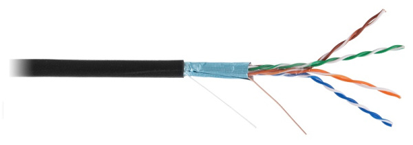 EC-UF004-5E-PE-BK кабель медный NETLAN F/UTP,4 пары, (305 м/бухта), cat 5е, 100МГц, 4х2х0,47 мм, внешний, экранированный, оболочка черного цвета, внеш