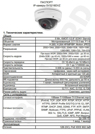 SV3218DVZ уличная купольная всепогодная IP-камера видеонаблюдения с встроенным микрофоном Beward