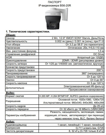 B56-20R уличная поворотная всепогодная IP-камера видеонаблюдения Beward