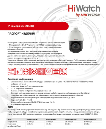 DS-I215(D) уличная поворотная IP-камера видеонаблюдения HiWatch