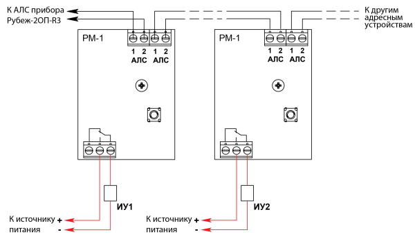 РМ-1К-R3 адресный релейный модуль (8 шт/уп) Рубеж