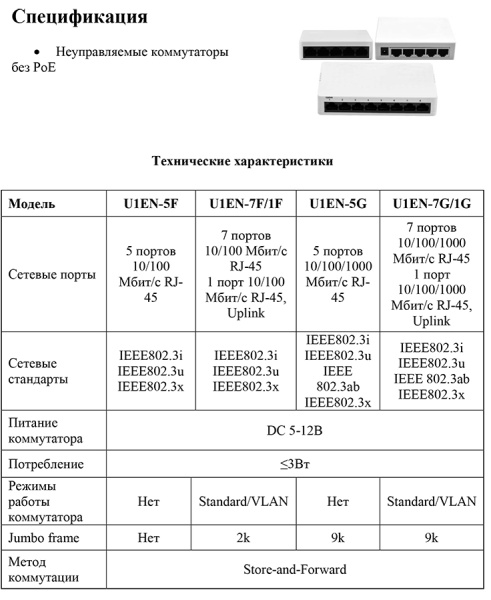 U1EN-5G неуправляемый коммутатор Optimus