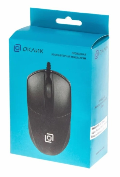 Мышь Oklick 275M оптическая (1000dpi) USB (2but), черный