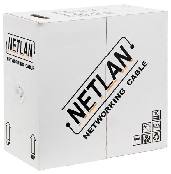 EC-UU004-5E-PE-BK кабель NETLAN U/UTP 4 пары, Кат.5е, внешний, PE -40C, одножильный, 100МГц, черный (305 м/бухта)