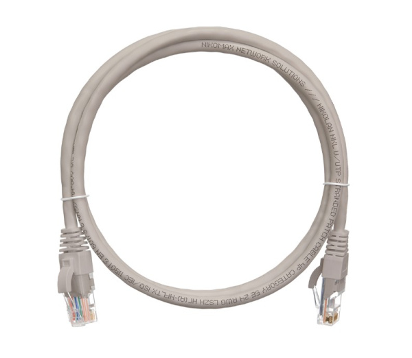 NMC-PC4UD55B-050-C-GY Коммутационный шнур NIKOMAX U/UTP 4 пары, Кат.5е (Класс D), 100МГц, 2хRJ45/8P8C, с защитой защелки, нг(А)-HF, серый, 5м