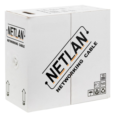 EC-UU004-5E-PVC-GY кабель NETLAN UTP 4 пары, Кат.5e, внутренний, PVC, 24 AWG, одножильный, 100МГц, (305 м/бухта)
