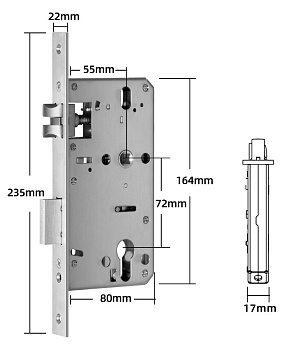 Врезной замок 5572 Novilock v.4936 механизм для распашных дверей