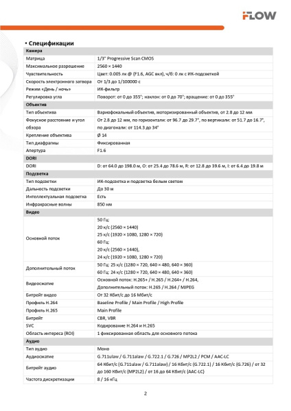 F-IC-1742CMZ4(2.8-12mm) (Аналог DS-I458Z(B)) 4Мп уличная купольная IP-камера с гибридной Smart-подсветкой до 30м и встроенным микрофоном iFlow