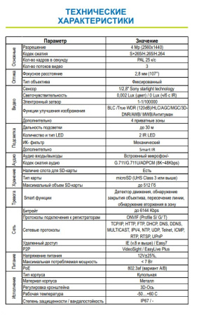 ST-VK4525 PRO STARLIGHT TOWN уличная купольная всепогодная IP-камера видеонаблюдения с встроенным микрофоном Space Technology