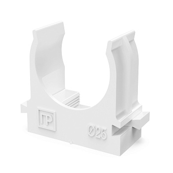 PR13.02708 крепеж-клипса для труб для прямого монтажа белая в гофроящике d25 мм (900шт/кор) Промрукав