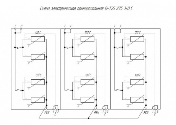 В-Т25 275/3+0 С трёхполюсное УЗИП ХАКЕЛЬ