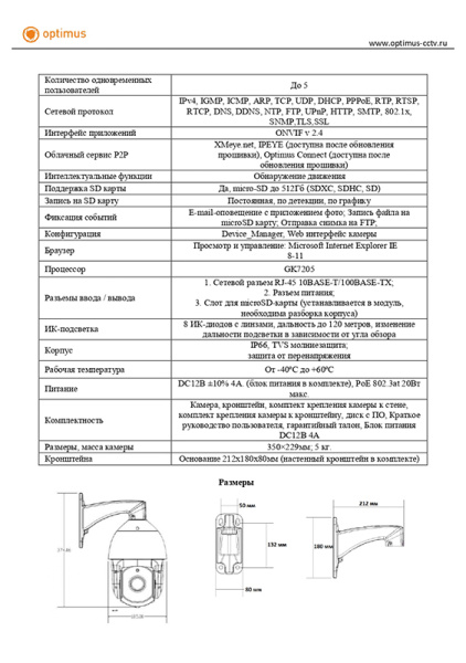 IP-S092.1(20x)P уличная поворотная всепогодная IP-камера видеонаблюдения Optimus