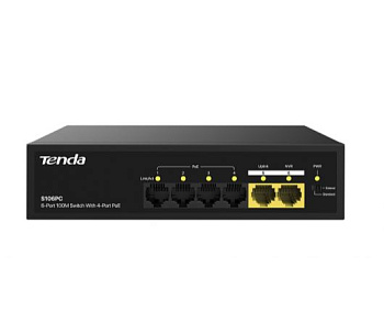S106PC неуправляемый коммутатор с поддержкой технологии PoE (Power over Ethernet) Tenda