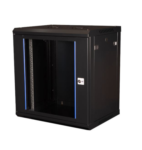 DR-633001 шкаф 19" телекоммуникационный настенный, дверь стекло, черный Datarex