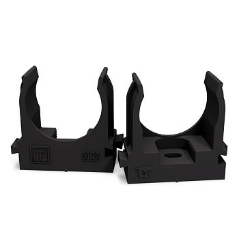 PR13.0407 крепеж-клипса для труб атмосферостойкая для прямого монтажа черная в п/э d25 мм (100шт/700шт уп/кор) Промрукав