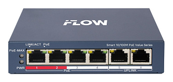 F-SW-EM206POE-VM/L Коммутатор L2, Смарт-управляемый, 4 порта 10/100M RJ45 PoE (iFlow)