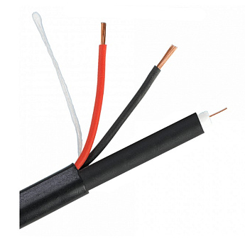 РК 75+2х0,5 (48) PE коаксиальный кабель для видеонаблюдения ВНЕШНИЙ (черный, 200м) Space Technology 