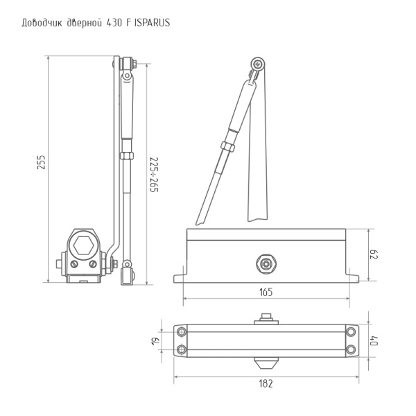 НОРА-М 430 F ISPARUS фиксация (от 50 до 110кг) доводчик морозостойкий (графит/бронза) Нора-М