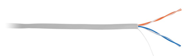 EC-UU002-5-PVC-GY кабель NETLAN U/UTP 2 пары, Кат.5 (Класс D), 100МГц, одножильный, внутренний (305 м/бухта)