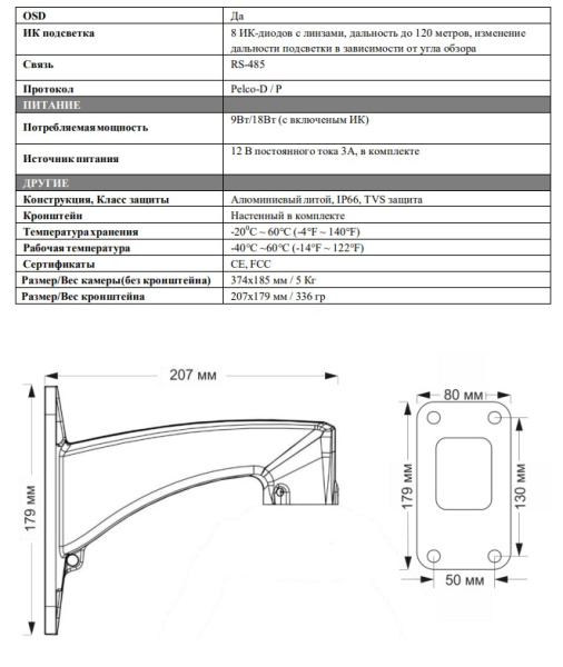 AHD-H092.1(20x) v.1 уличная поворотная всепогодная мультиформатная камера видеонаблюдения Optimus