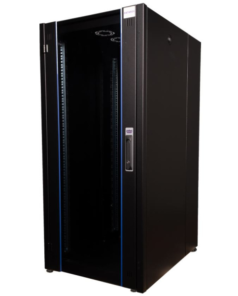 DR-700311 шкаф напольный, телекоммуникационный 19" передняя дверь стекло, задняя стенка сплошная, металл, черный Datarex